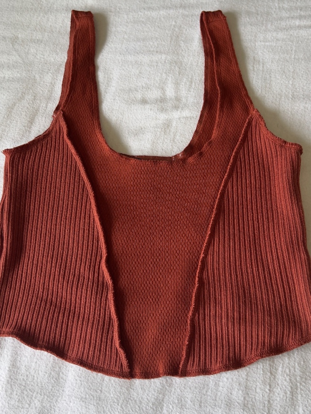 Forever 21 Rust Orange Ribbed Corset Exposed Seam Crop Tank Top M